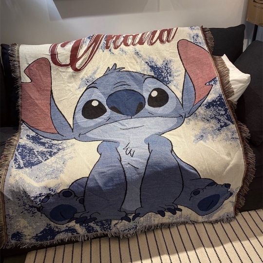 ディズニー スティッチ ブランケット - 綿製 アニメ カートゥーン スロー