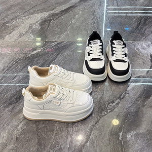 
Ultra-light thick sole ~ Genuine leather Korean version of heightening and velvet white shoes for women 2025 winter new comfortable and foot-revealing small muffin sneakers