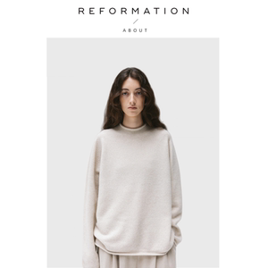 
[In stock] About Reformation sweater autumn and winter high-end half turtleneck wool sweater top