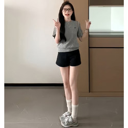 Black Suit Shorts for Women, Summer Sexy Hot Girl A-Line Shorts, High-Waisted, Slimming, Outerwear, Petite, Tight-Fitting Hot Pants