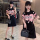European dress for women 2025 summer new style goddess large size slim and fashionable casual printed short-sleeved T-skirt