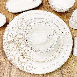 Hotel supplies, restaurant table setting, disinfecting tableware set, club European ceramic three-piece set, creative simple household plate