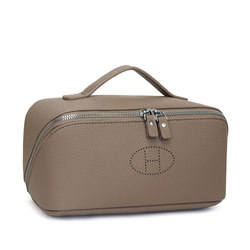 Aimengnu Light Luxury Pu Leather Cosmetic Bag for Women, Large Capacity Portable Storage Bag, Horizontal Zipper Cosmetics Storage Bag