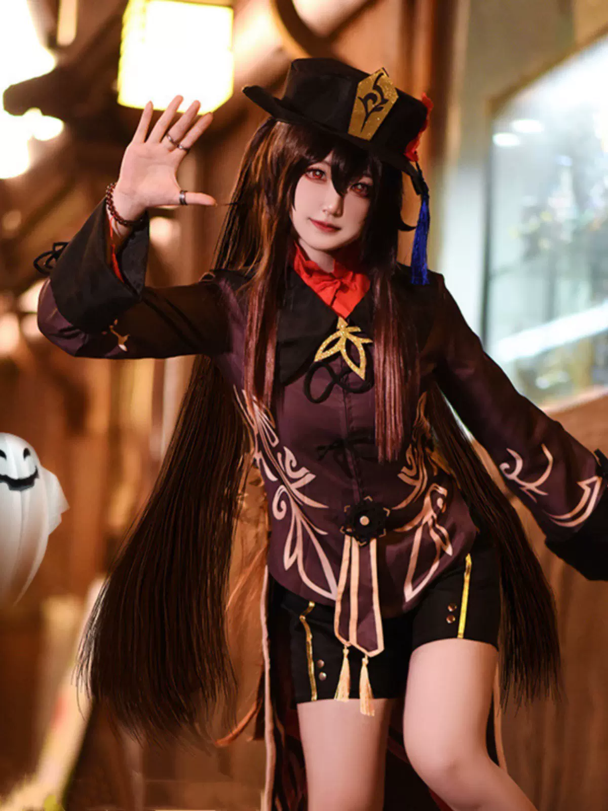 火花 原神 cos 胡桃 (フータオ) コスプレ衣装　衣装セット Hu Tao※ウィッグ、靴、武器，指輪追加可 原神 胡桃 コスプレ 同人メイド Sサイズ 原神胡桃cos服全套游戏动漫