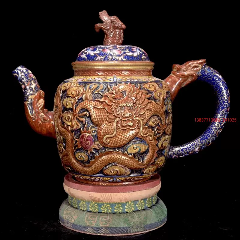 ◇廻◇ 中国古玩 雍正年製 辰砂釉三角花入 特大32cm 極上