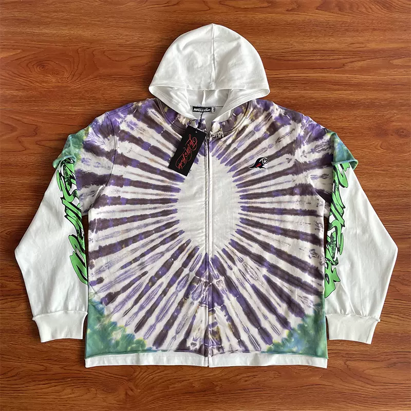 Hellstar Studios embroidery Hoodie 扎染刺绣拼接连帽卫衣