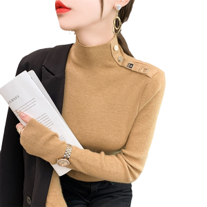 2025 autumn new women's half turtleneck sweater for women long sleeves fashionable and soft base sweater top