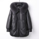 Sheepskin leather jacket large size genuine leather down jacket for women winter clothes mother wear fox fur hooded middle-aged and elderly top coat
