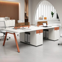 Staff Desk and Chair Combination 4 Four 6 Six People Simple Modern Screen Deck Office Financial Computer Work Station
