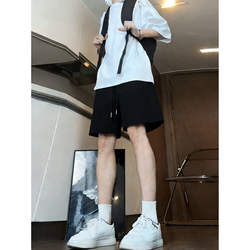 Teenage Boys' Black Sports Shorts, Summer Thin Ice Silk Quick-Drying Pants, Cleanfit Casual Five-Point Shorts