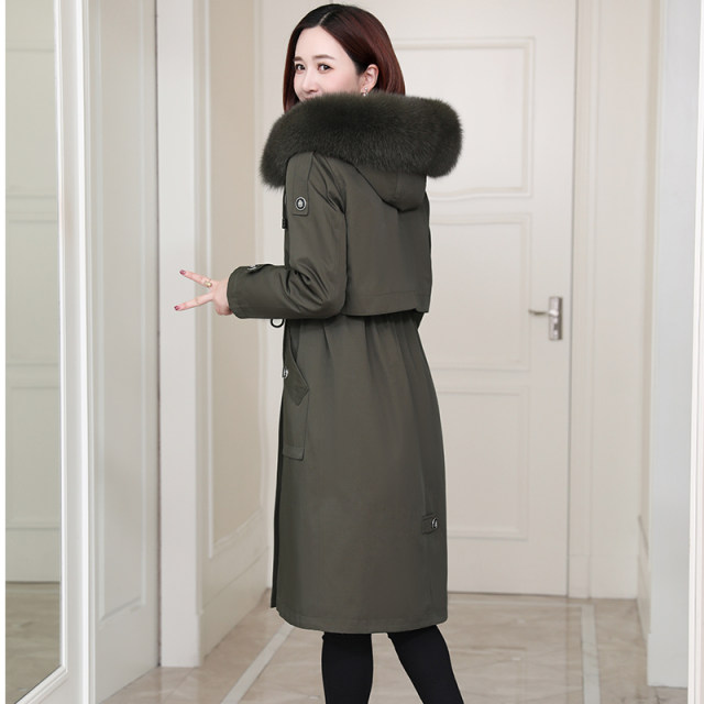 Parker Women's 2024 New Winter Hot Style Momase Rabbit Fur Removable Liner Long Haining Fur Jacket