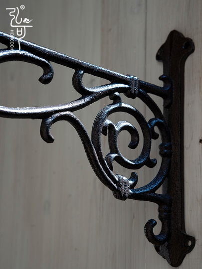 Hongke Cast Iron Wall Rack - European Style Plant & Lantern Hook