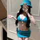 Towel fabric hot spring swimsuit women's sexy hottie triangle bikini vacation swimsuit same style fisherman hat suit