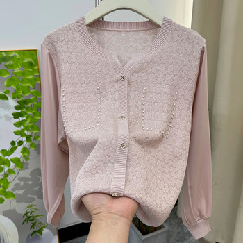 
Mom's Spring and Autumn Fake Cardigan Ice Silk T-shirt Middle-aged Outfit