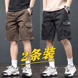 American-Style Pure Cotton Work Shorts for Men, Summer Loose Casual Mid-Length Pants, Trendy Men's Casual Five-Point Multi-Pocket Pants