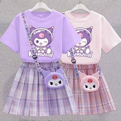 Kuromi Clothes Girls' Jk Suit Internet Celebrity Girl Summer Dress Children's School Style Pleated Skirt Summer