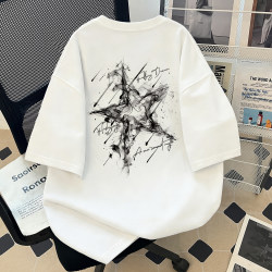 American High Street Style Drop Shoulder Sleeve Trendy Brand Printed Short-Sleeve T-Shirt for Men and Women, Couple Style, Loose Pure Cotton Top for Teenagers