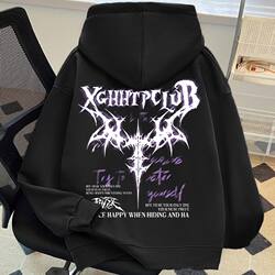 American High Street Pure Cotton Heavyweight Printed Hooded Trendy Brand Sweatshirt for Men and Women, Spring, Autumn, and Winter Hip-Hop Style Loose Couple Jacket