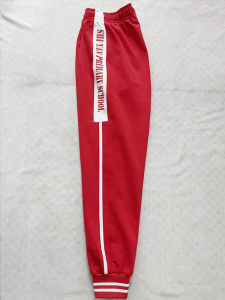 
Customizable four-season school uniforms for primary and secondary school students pure cotton red splicing white letters foot-collared sports pants school uniform pants