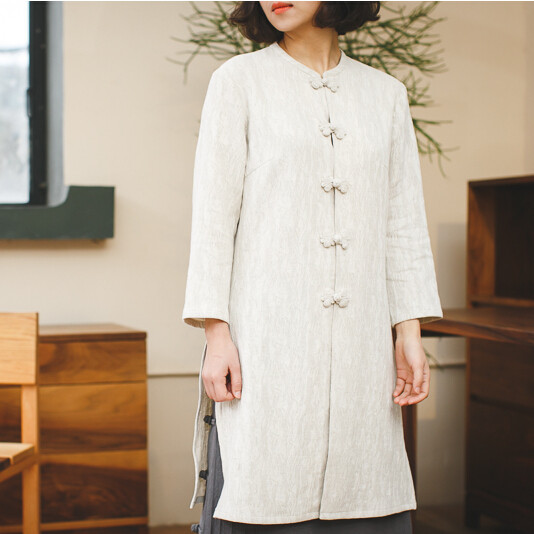 Extra Rice Jacket Clearance Chinese style retro stand collar double placket disc button ...
