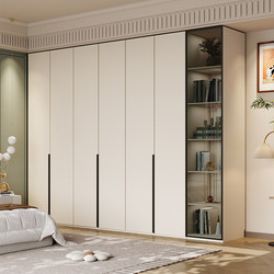 Solid Wood Wardrobe with One Door to the Ceiling, European Pine Board, for Home Bedroom, Cream White, Trendy, Simple, Modern, Four or Six-Door Large Wardrobe