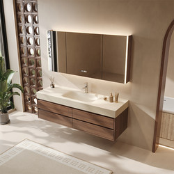 Anran Bathroom Antique Style Rock Slab Hot-Bent Integrated Basin Bathroom Cabinet Set Toilet Washbasin Face Washing Sink