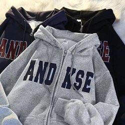2024 New Heavyweight American-Style Hooded Sweatshirt for Men, Loose Hong Kong Style Autumn and Winter Fleece-Lined Casual Cardigan Jacket