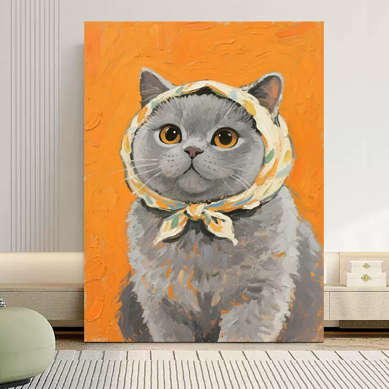 油彩画　猫 可爱小猫diy数字油画治愈系卡通动物手工礼物丙烯填色油彩