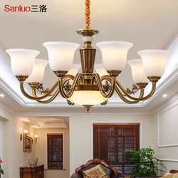 American-Style All-Copper Chandelier Living Room Lamp Main Light Simple Retro Villa Dining Room Lamp Bedroom Lamp Large Chandelier New Model N242