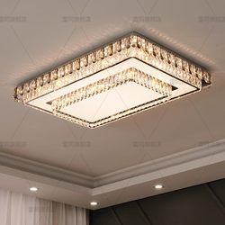 Living Room Main Light Modern Minimalist Led Light Luxury Crystal Ceiling Light Dining Room Bedroom Rectangular Lighting Fixture Combination Package