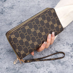 
Ins style light luxury double zipper women's wallet long fashion love large capacity clutch bag card bag soft leather wallet