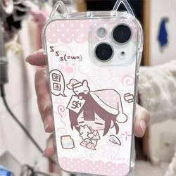 Pink Sleepy Girl Ins Cartoon Cat Ears Suitable for Iphone17 Apple 16Promax Phone Case Iphone15 Cute 14/13X Case Xsxr Female Model Promax Full Cover Niche 12