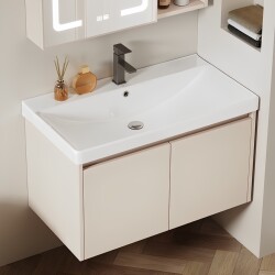 Honeycomb Aluminum Bathroom Cabinet Set with Deep Ceramic Integrated Washbasin for Small Bathrooms, Washbasin Sink, and Vanity