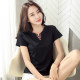 2025 summer new pure cotton embroidered V-neck short-sleeved top for women's retro ethnic style slim slim T-shirt large size