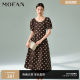 Sweet puff sleeve A-line tea skirt MOFAN 2025 summer new lady cafe and slim dress