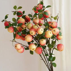 Fruit Apple Artificial Flower Fake Flower Living Room Decoration Fruit Tree Branch Green Plant Landscaping Vase Flower Arrangement Decoration Peace and Joy