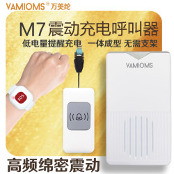 Rechargeable Vibrating Wireless Pager for the Elderly, Long-Distance Patient Bedside One-Button Vibration Flash Waterproof Alarm