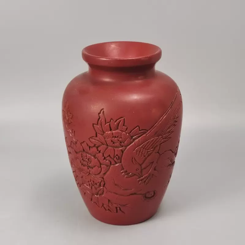 日本村上堆朱漆器花瓶-Taobao