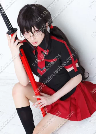 Blood C 更衣小夜 Cos假发 黑色长卷发双马尾动漫假发送红丝带 Blood C 更衣小夜 Cos假发 黑色长卷发双马尾动漫假发送红丝带