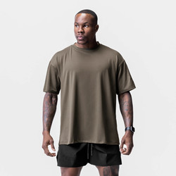 Asrv Quick-Drying Round Neck T-Shirt for Men, European and American Style, Loose Fit, Large Size, Solid Color, Breathable Fitness Clothing, Summer Sports Short Sleeve