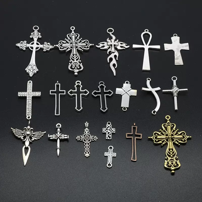 做手工材料diy饰品配件成人复古十字架项链服饰吊坠男士配件饰品 Taobao