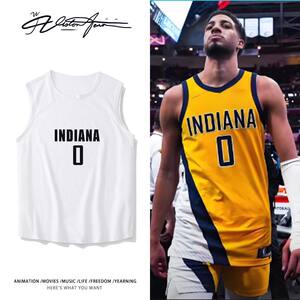 
Pacers Haliburton's winning jersey pure cotton sleeveless vest vest for men and women same style summer breathable T