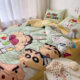 Crayon Shin-chan cotton bed sheet quilt set four-piece Japanese anime cartoon single three-piece set 1.8m fitted sheet bedding