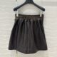 Japanese new versatile retro old sheepskin elastic high waist H-shaped side zipper small A-line short skirt
