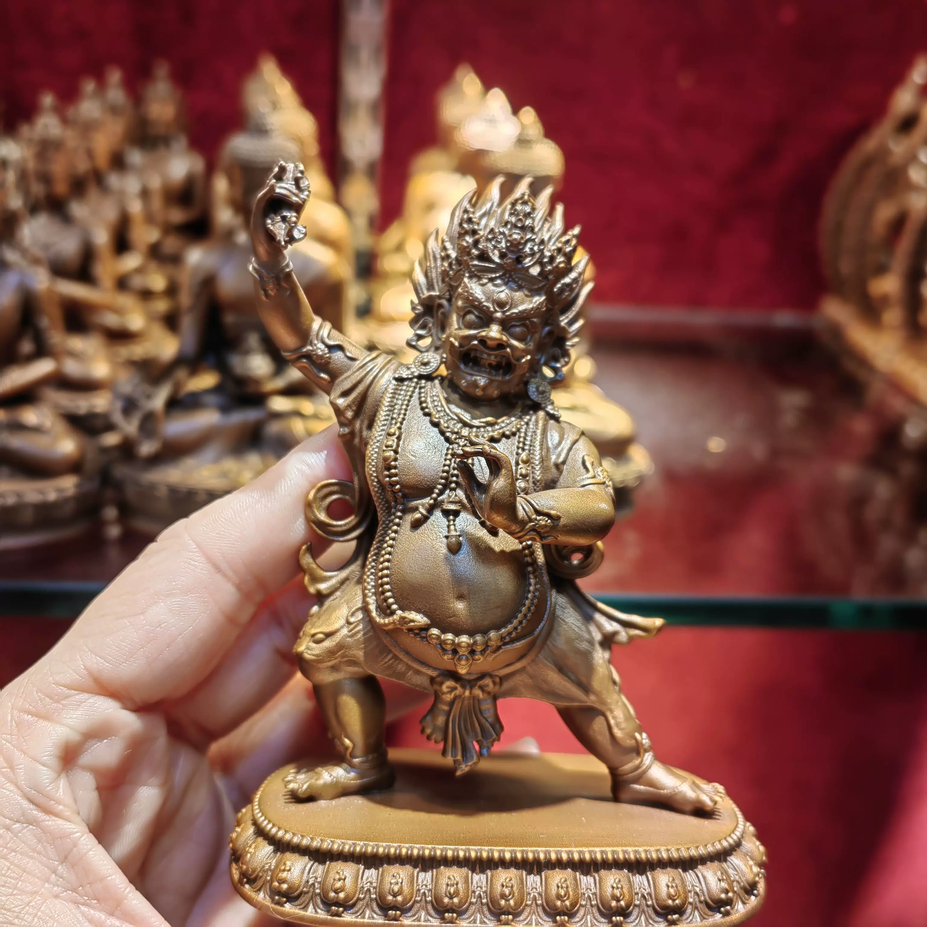 中国古美術・旧蔵鎏金獣煙香炉・純銅細密彫・純手作り・高