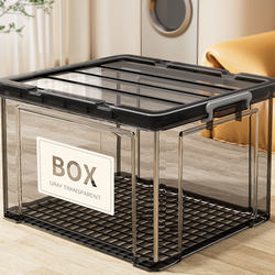 Jiabanshou Large-Capacity Transparent Storage Box for Home Wardrobe Clothing Plastic Box Toy Trunk Storage Box