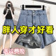 New summer ruffled large size elastic denim skirt for women with belly-covering and fat mm anti-exposure A-line skirt skirt