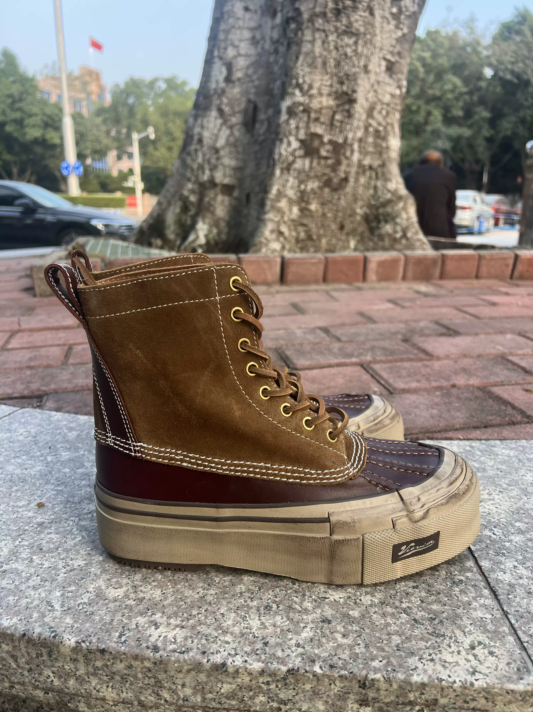 Visvim cantq 23awBEUYSTREKKER-FOLK袋鼠鞋翻毛皮增高烟胶底男鞋