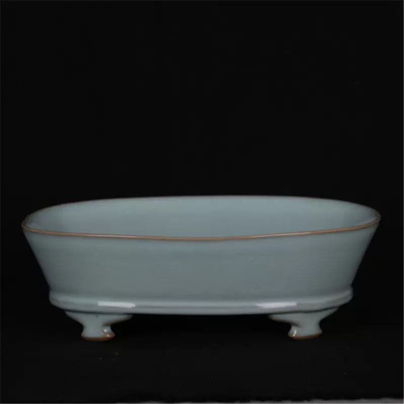 Amazon.co.jp: 宋汝窯 天青釉蝶紋 四足水仙盆 景徳鎮 陶磁器