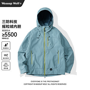 
Wassup Wolf mountain series outdoor three-in-one assault jacket for men and women hiking waterproof mountaineering clothing hooded jacket